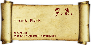 Frenk Márk névjegykártya